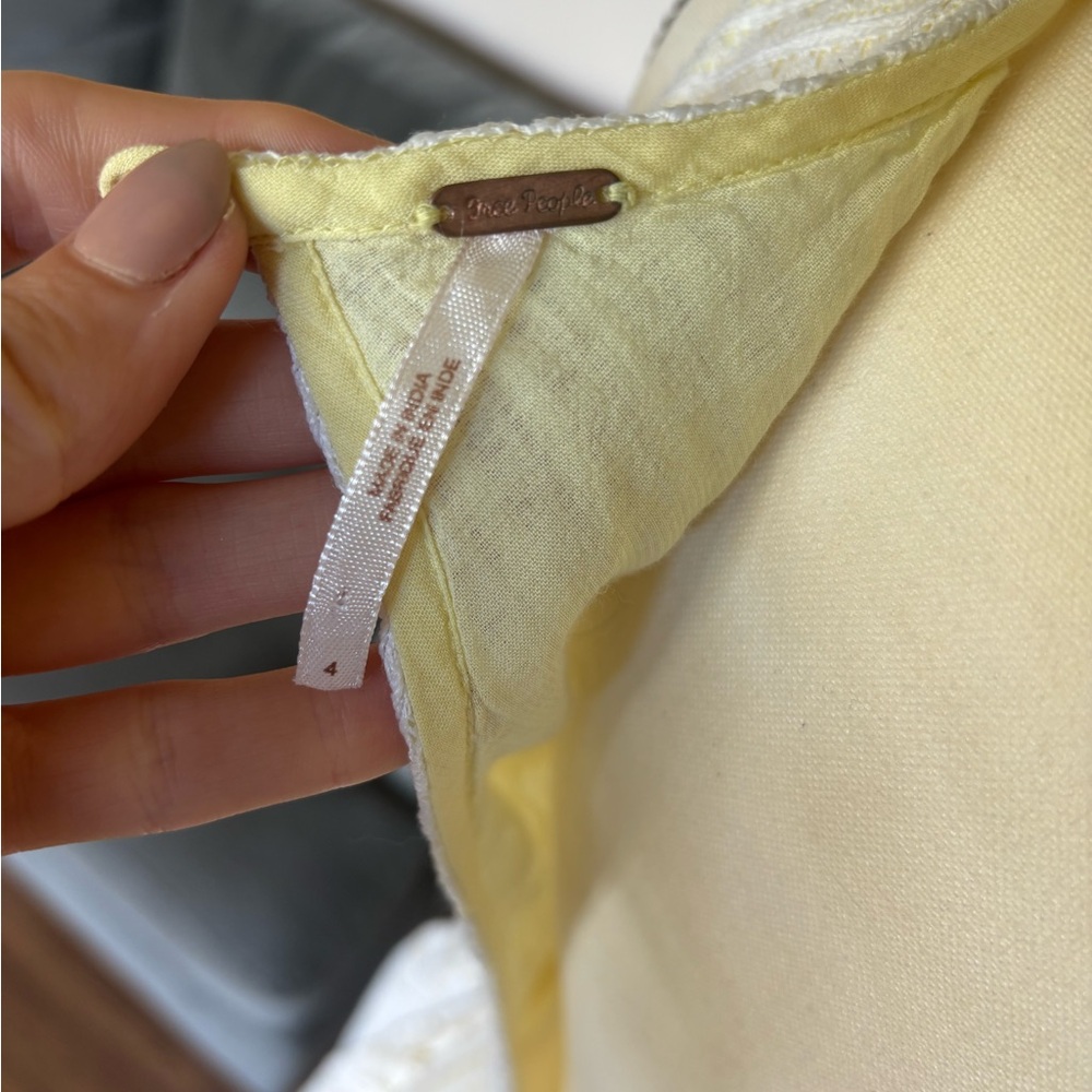 Free People White Lace Dress with Yellow Lining - Picture 7 of 7